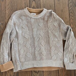 Pistola Tan Metallic Cable Knit Sweater